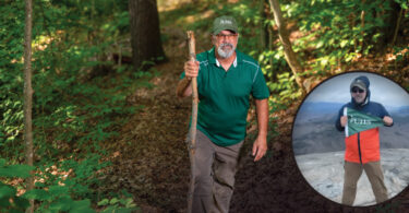 Man hiking in forest