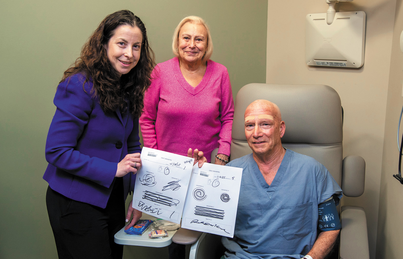Dr. Simone Betchen (left), with Richard Kircher and his wife after his Focused Ultrasound procedure.